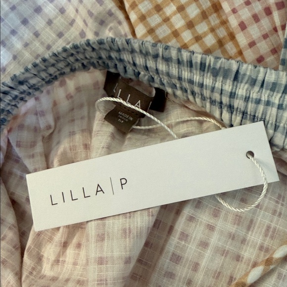 NWT Lilla P Pastel Gingham Elastic Waist Ruffle Hem Midi Skirt - Picture 4 of 5